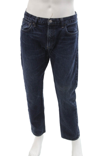 J Crew Mens Dark Blue Straight Jeans Button 100% Cotton Size 36