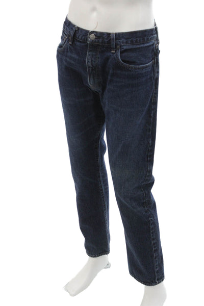 J Crew Mens Dark Blue Straight Jeans Button 100% Cotton Size 36