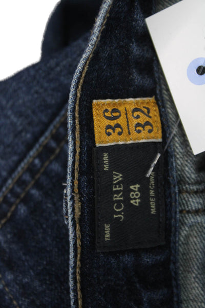 J Crew Mens Dark Blue Straight Jeans Button 100% Cotton Size 36