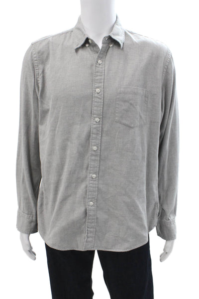 J Crew Mens Cotton Collared Slim Fit Long Sleeve Button-Down Shirt Gray Size L