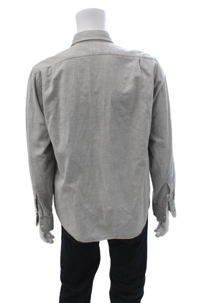 J Crew Mens Cotton Collared Slim Fit Long Sleeve Button-Down Shirt Gray Size L