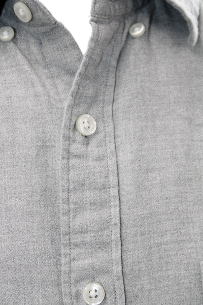 J Crew Mens Cotton Collared Slim Fit Long Sleeve Button-Down Shirt Gray Size L
