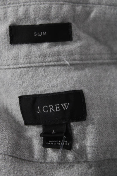 J Crew Mens Cotton Collared Slim Fit Long Sleeve Button-Down Shirt Gray Size L