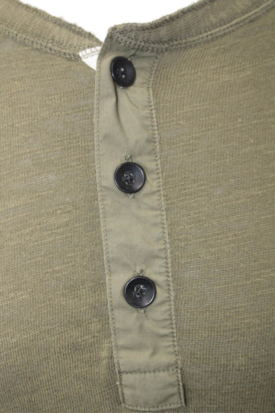 Rag & Bone Mens Green Long Sleeve Round Neck 100% Cotton Army T-Shirt Size L