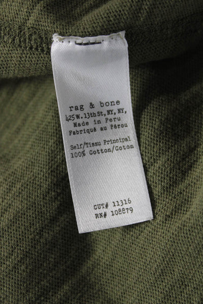 Rag & Bone Mens Green Long Sleeve Round Neck 100% Cotton Army T-Shirt Size L
