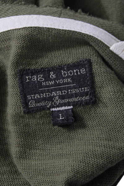 Rag & Bone Mens Green Long Sleeve Round Neck 100% Cotton Army T-Shirt Size L
