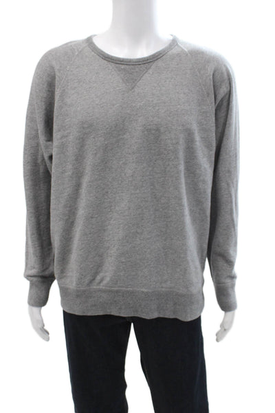 J Crew Mens Pullover Sweatshirt Gray 100% Cotton Crew Neck Long Sleeve Size L