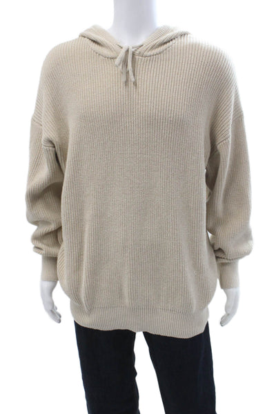 Dept Anonym Unisex Pullover Hoodie Beige Long Sleeve Drawstring Size XL