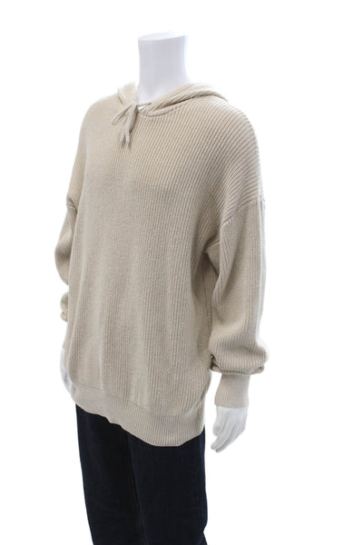 Dept Anonym Unisex Pullover Hoodie Beige Long Sleeve Drawstring Size XL