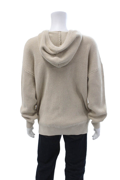 Dept Anonym Unisex Pullover Hoodie Beige Long Sleeve Drawstring Size XL