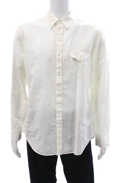 J Crew Mens Collared Long Sleeve Button-Down Shirt White Size L