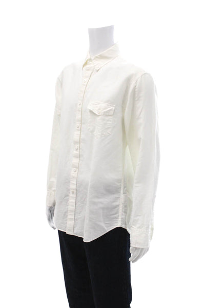 J Crew Mens Collared Long Sleeve Button-Down Shirt White Size L