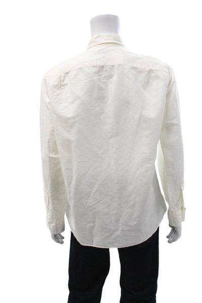 J Crew Mens Collared Long Sleeve Button-Down Shirt White Size L