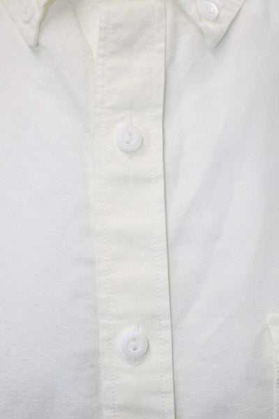 J Crew Mens Collared Long Sleeve Button-Down Shirt White Size L