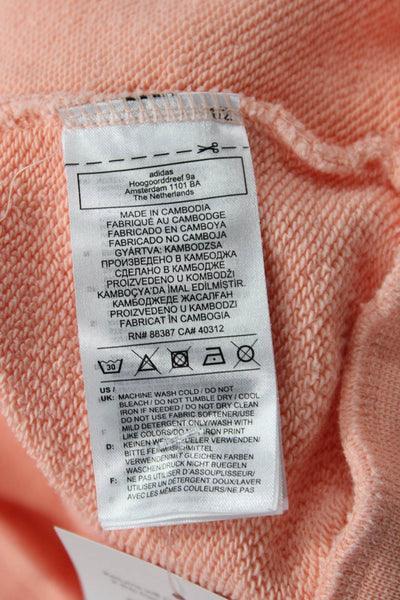 Adidas Unisex Pullover Hoodie Pink Cartoon Graphic Drawstring Cotton Size L