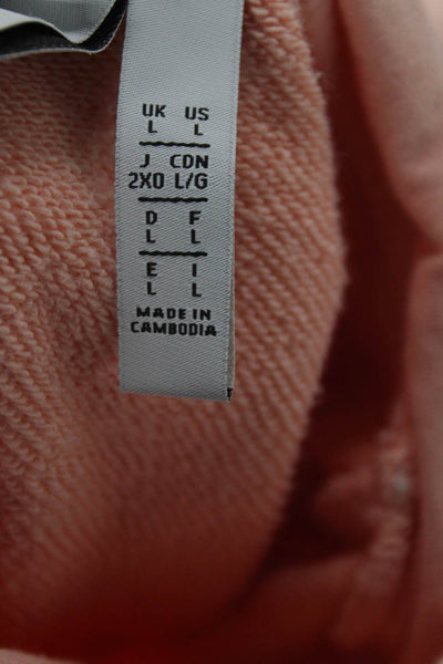 Adidas Unisex Pullover Hoodie Pink Cartoon Graphic Drawstring Cotton Size L