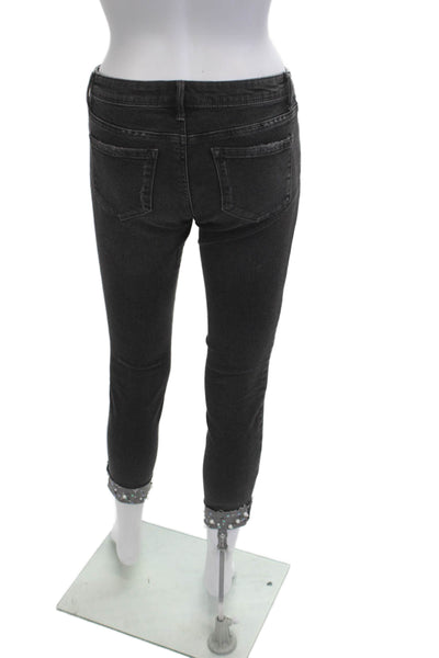 Tractr Women Ankle Cropped Skinny Jeans Dark Gray Low Rise Size 26