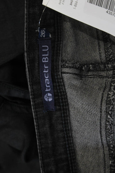 Tractr Women Ankle Cropped Skinny Jeans Dark Gray Low Rise Size 26