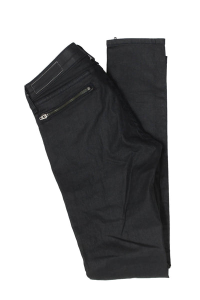 Rag & Bone Womens Skinny Biker Black Jeans Size 25