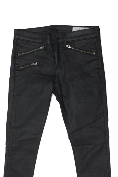 Rag & Bone Womens Skinny Biker Black Jeans Size 25