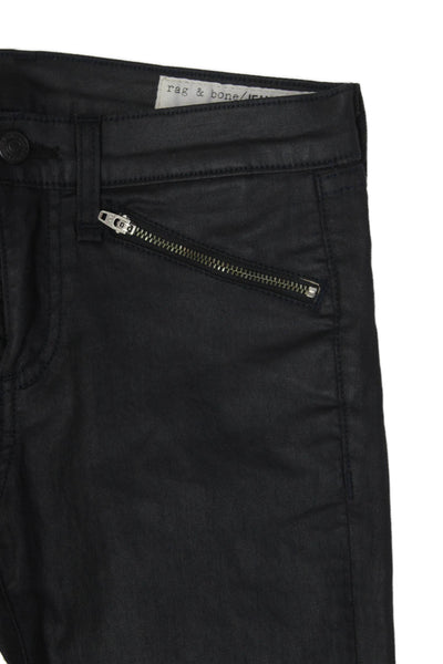 Rag & Bone Womens Skinny Biker Black Jeans Size 25