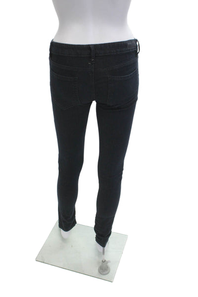 Designer Women Skinny Ankle Jeans Dark Blue Low Rise Button Fly Size 26