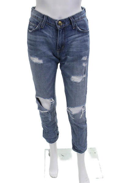 Current/Elliott Women Boyfriend Cropped Jeans Blue Mid Rise Size 25