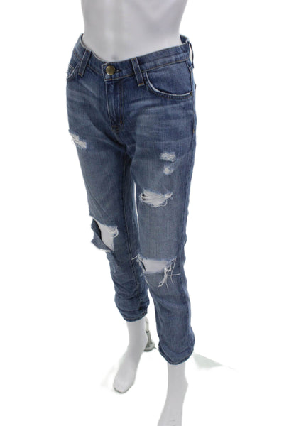 Current/Elliott Women Boyfriend Cropped Jeans Blue Mid Rise Size 25