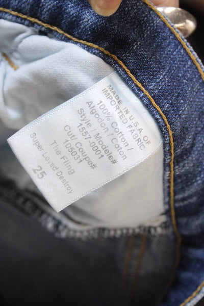 Current/Elliott Women Boyfriend Cropped Jeans Blue Mid Rise Size 25