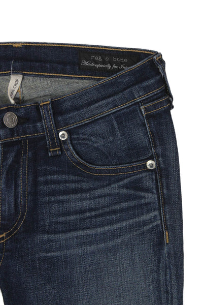 Rag & Bone Womens Cropped Skinny Dark Blue Jeans Low Rise Size 25