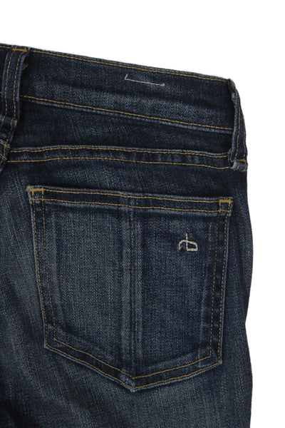 Rag & Bone Womens Cropped Skinny Dark Blue Jeans Low Rise Size 25