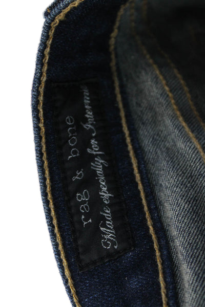 Rag & Bone Womens Cropped Skinny Dark Blue Jeans Low Rise Size 25