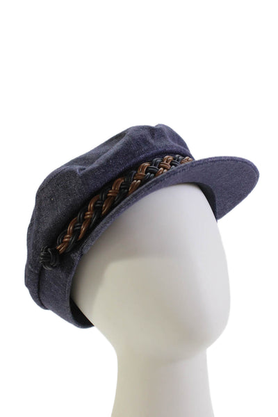 Hermes Womens Denim Newsboy Hat Blue Cotton Size EUR 59