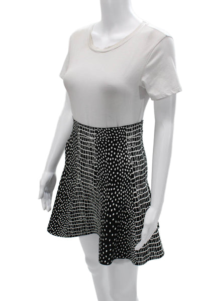 BCBG Max Azria Women A-Line Skater Black Geometric Rayon Short Skirt Size S