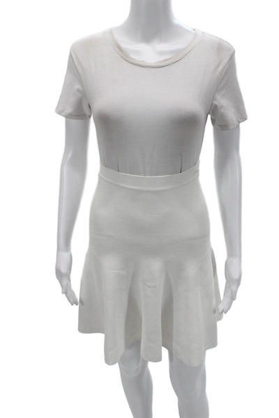 BCBG Max Azria Women Fit & Flare T-Shirt Dress White Rayon Blend Size S