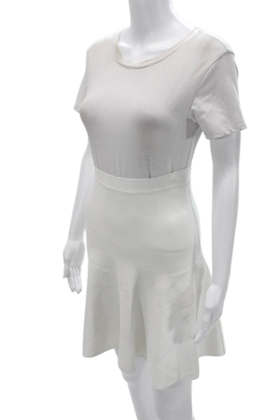BCBG Max Azria Women Fit & Flare T-Shirt Dress White Rayon Blend Size S