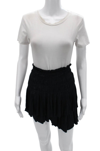 Current Air Women Peasant Mini Skirt Black Polyester Blend Short Size M