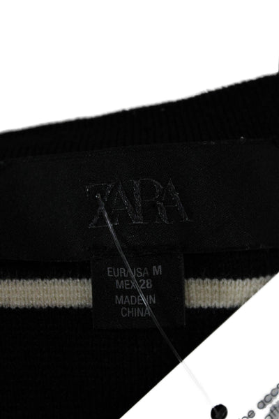 Zara Womens Black Sleeveless Shift Sweater Dress Viscose Polyester Size M