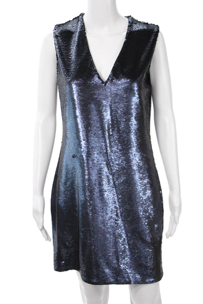 Elizabeth and James Womens Dark Blue V-Neck Shift Dress Size 2