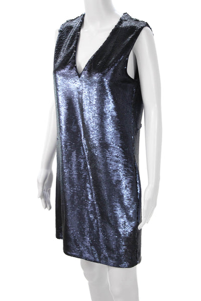 Elizabeth and James Womens Dark Blue V-Neck Shift Dress Size 2
