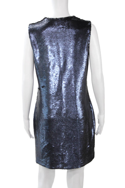 Elizabeth and James Womens Dark Blue V-Neck Shift Dress Size 2