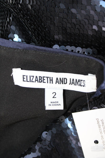 Elizabeth and James Womens Dark Blue V-Neck Shift Dress Size 2