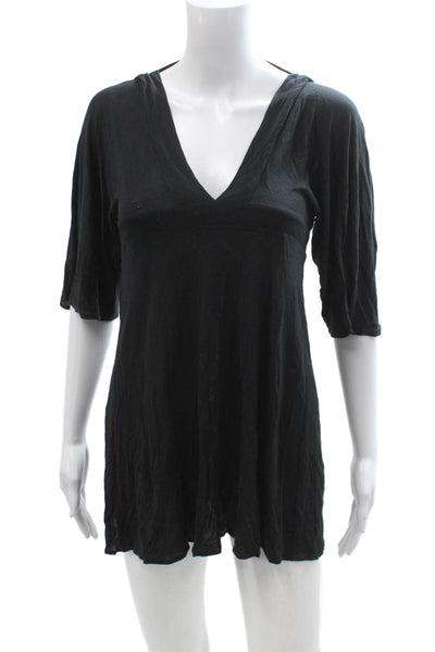 Trina Turk Women Black Shift Dress V-Neck 3/4 Sleeve Short Petite Size XS