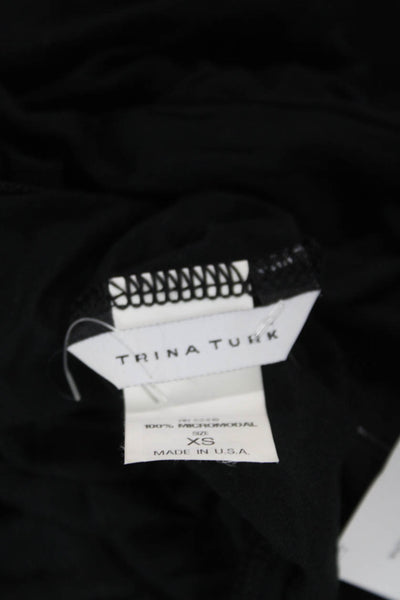 Trina Turk Women Black Shift Dress V-Neck 3/4 Sleeve Short Petite Size XS