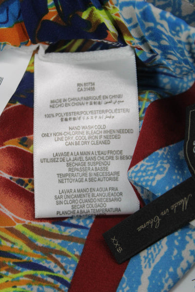 BCBGMAXAZRIA Unisex Floral Beach Drawstring Shorts Blue 100% Polyester Size 2XS