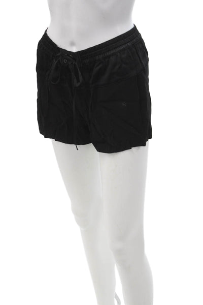 Vince Unisex Sweat Shorts Black Drawstring Viscose Elastane Size 2XS