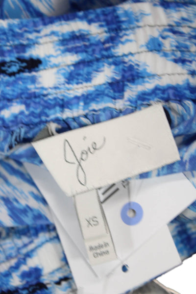 Joie Unisex Blue 100% Silk Beach Drawstring Shorts Size XS