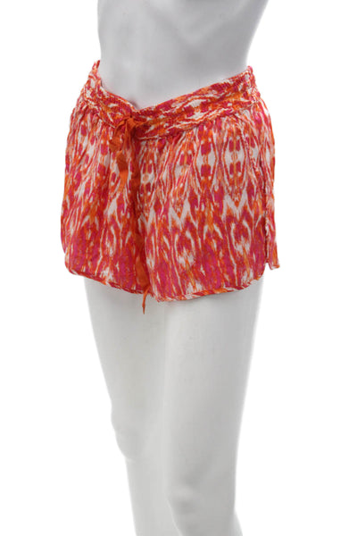 Joie Unisex Orange 100% Silk Drawstring Beach Shorts Size XS