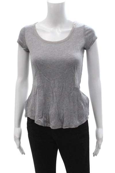 Splendid Women Basic Gray Modal Nylon Round Neck Short Sleeve T-Shirt Size XS