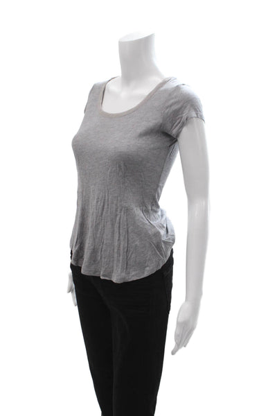 Splendid Women Basic Gray Modal Nylon Round Neck Short Sleeve T-Shirt Size XS